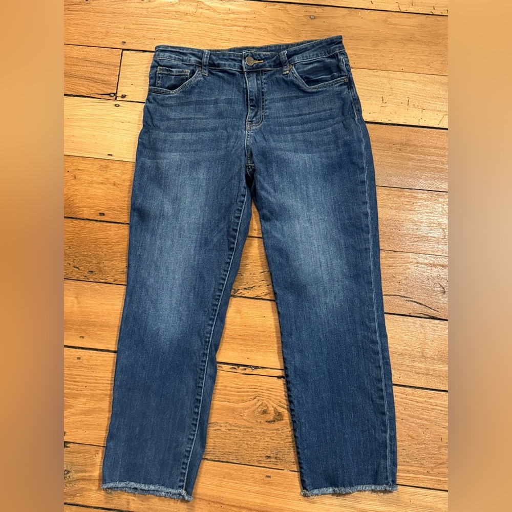 Kut from the Kloth Dark Blue High Rise Crop Straight Leg Jeans 26in inseam